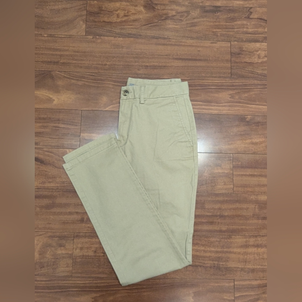 Khaki Straight-Leg Pants